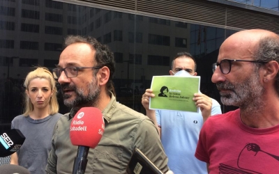 Maria Argudo, Benet Salellas i Joan Jubany en roda de premsa aquest migdia | Helena Molist